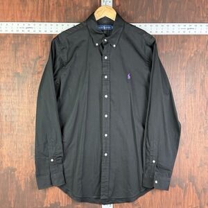 Ralph Lauren Shirt Lightweight Oxford Cotton Black Purple Pony Preppy Mens Large